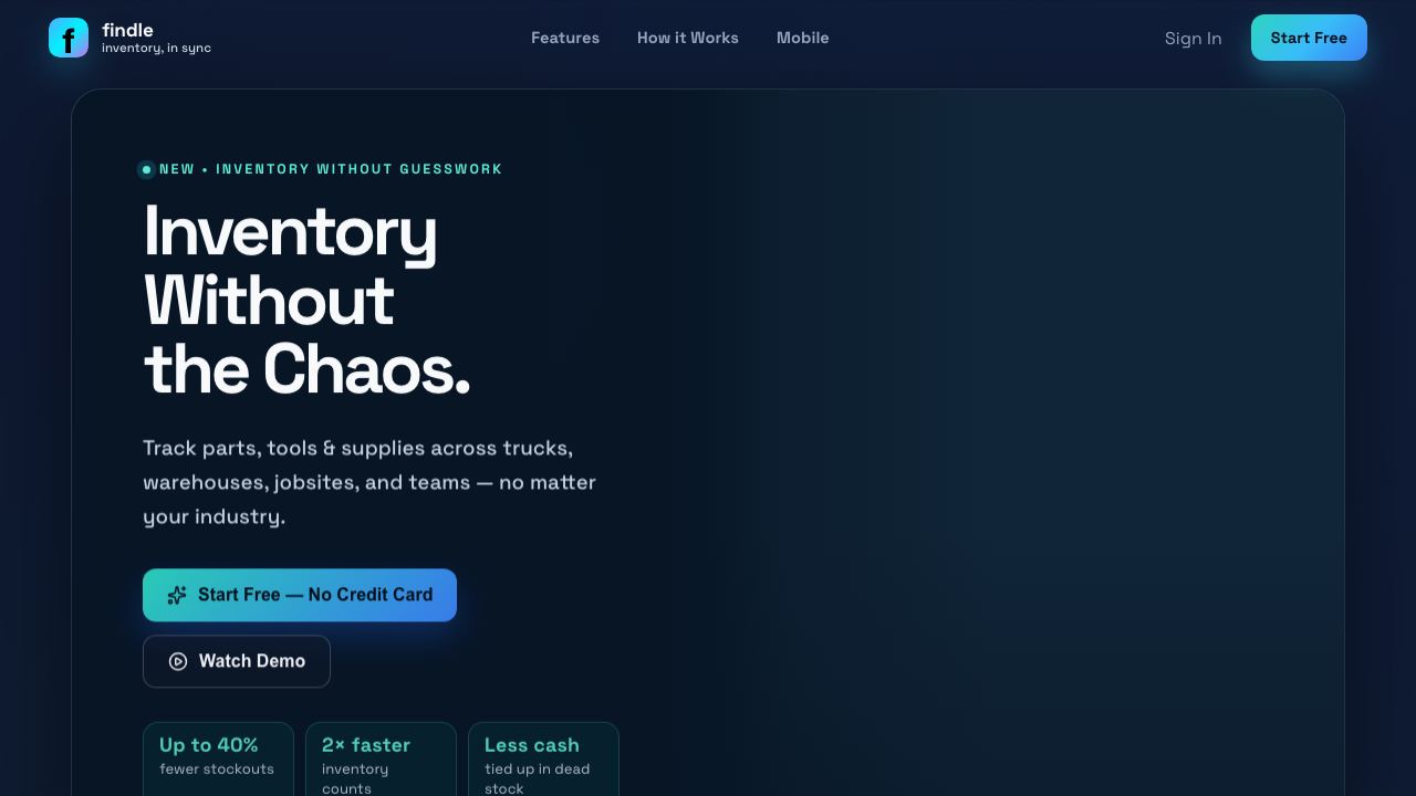 Findle Inventory 网站截图