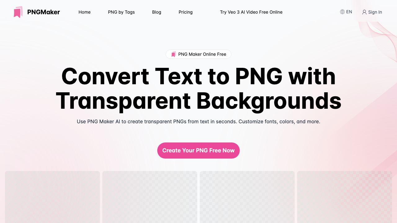 Convert Text to PNG with Transparent Backgrounds 网站截图
