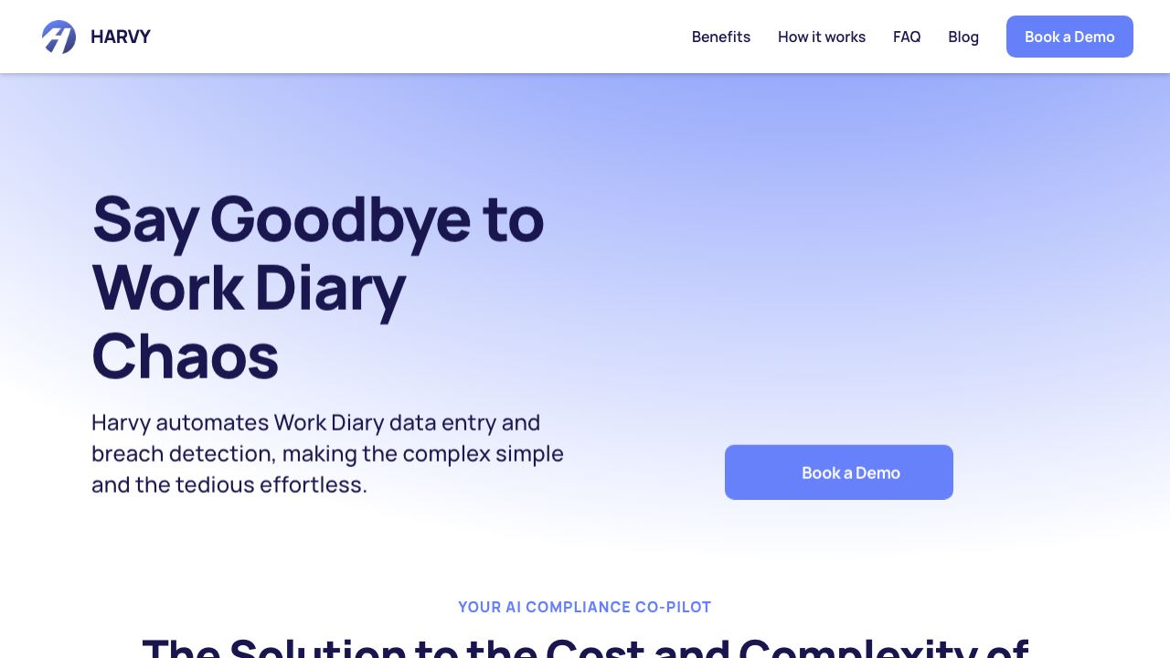 Harvy AI Compliance Co-Pilot 网站截图