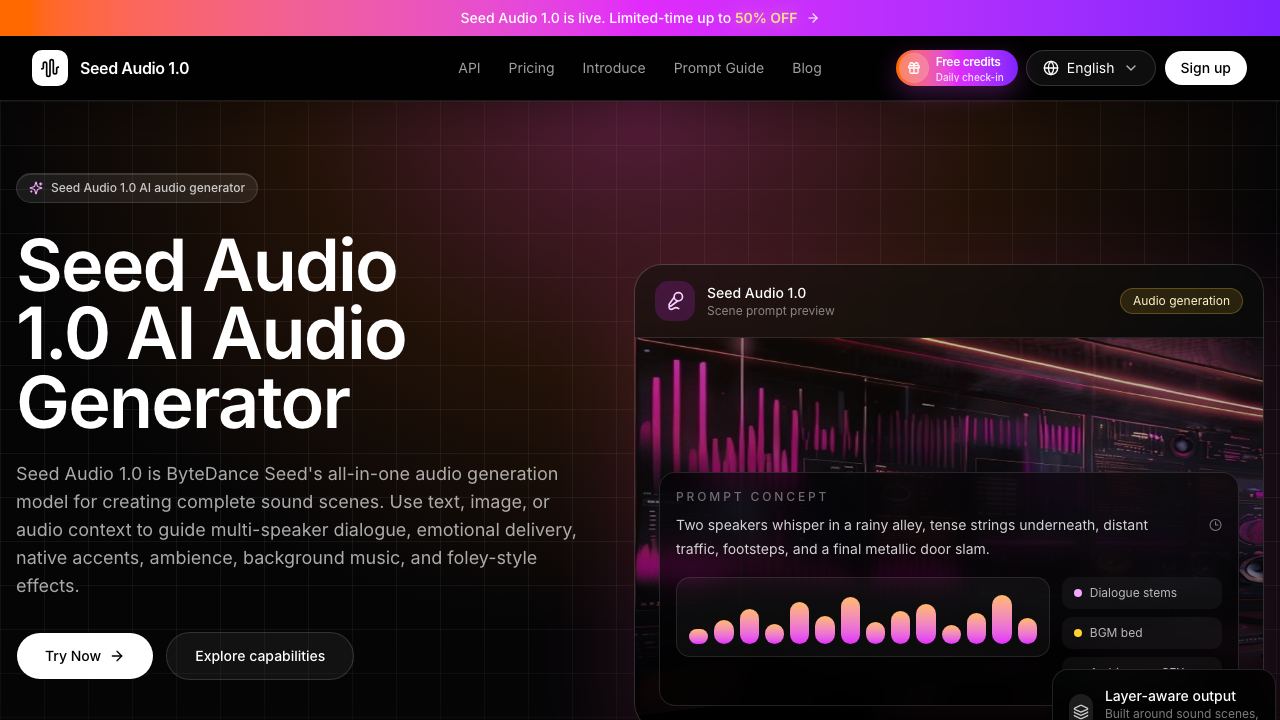 Seed Audio 1.0 网站截图