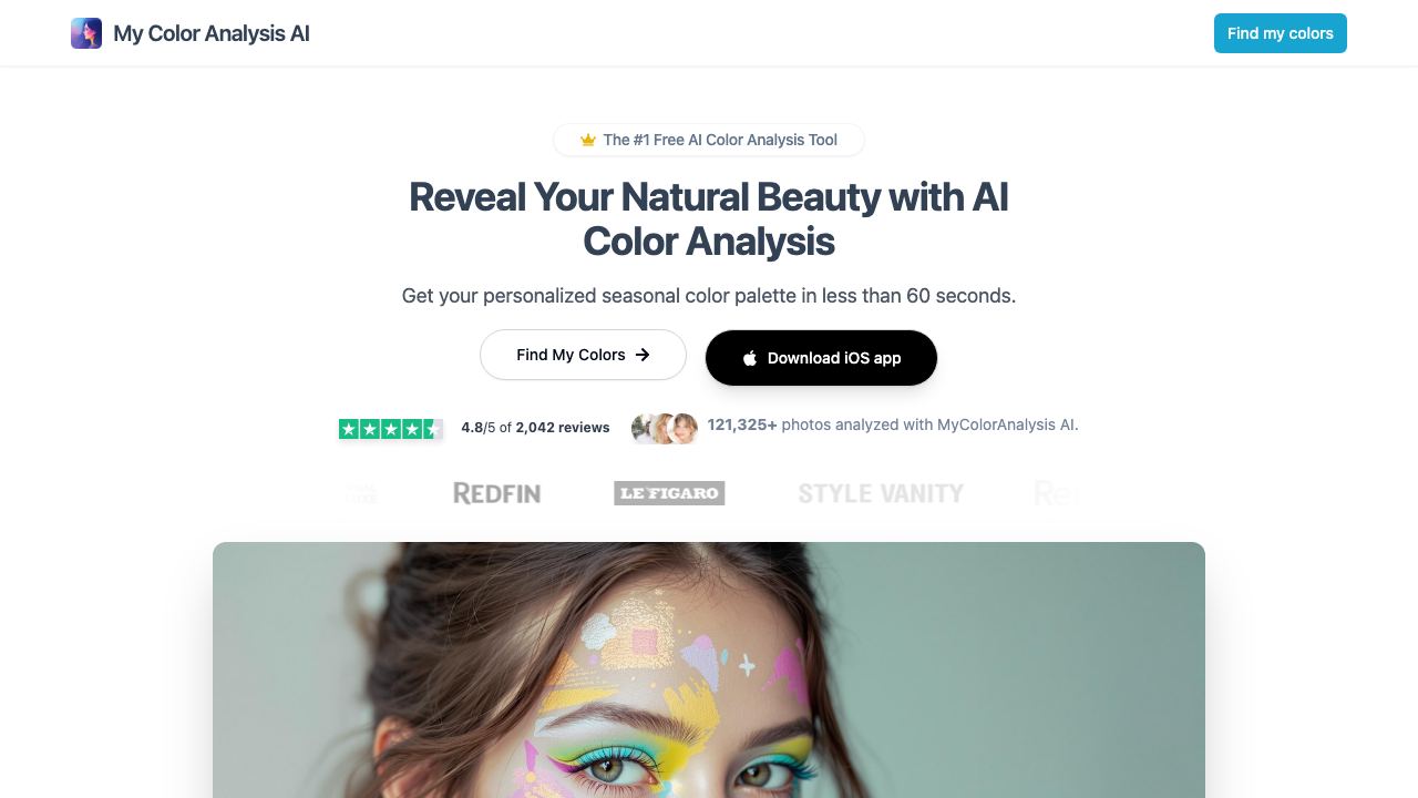 My Color Analysis AI website screenshot