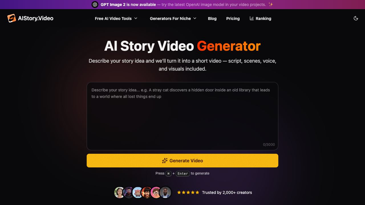 AI Story Video Generator 网站截图