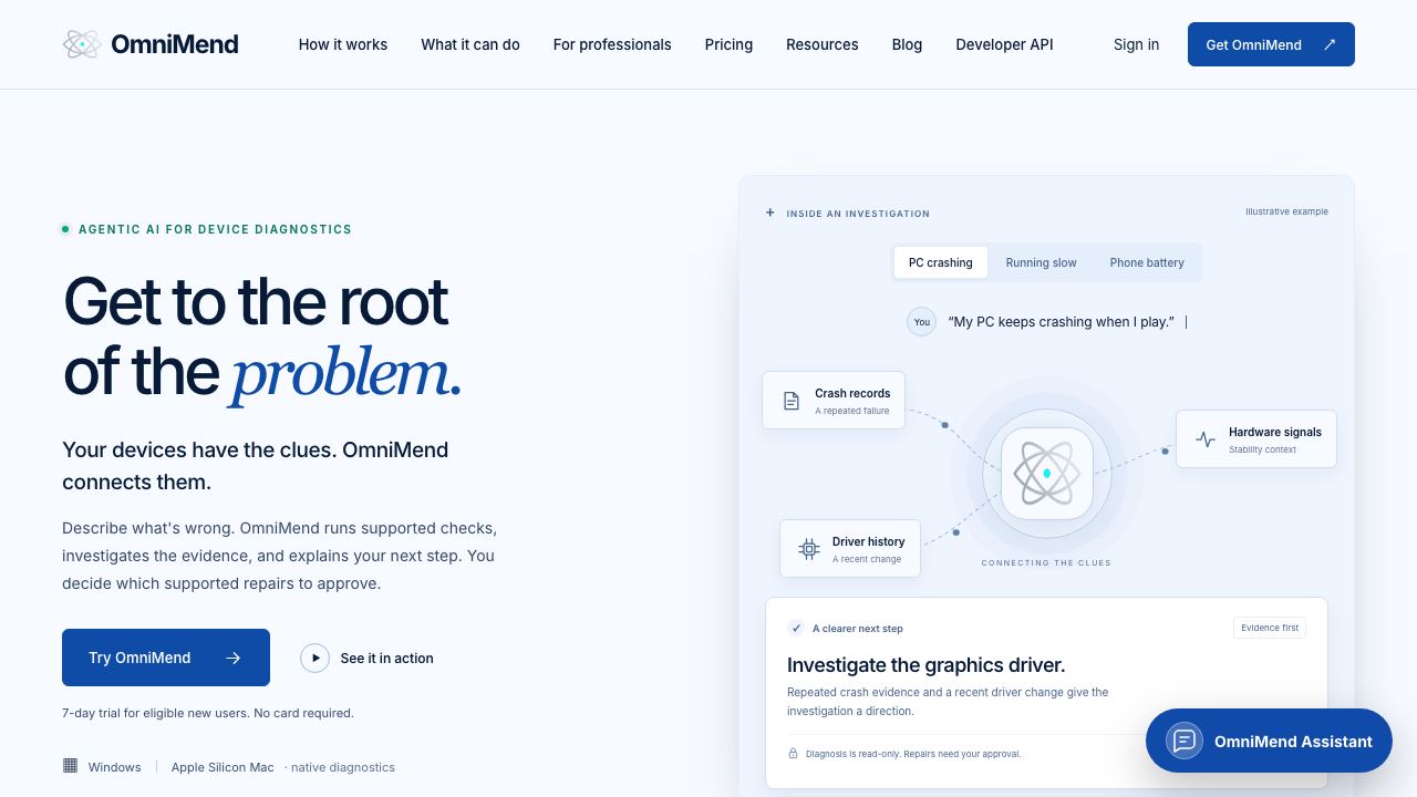 OmniMend website screenshot