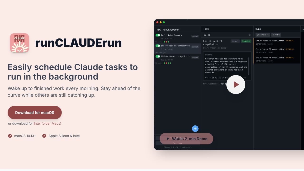 runCLAUDErun website screenshot