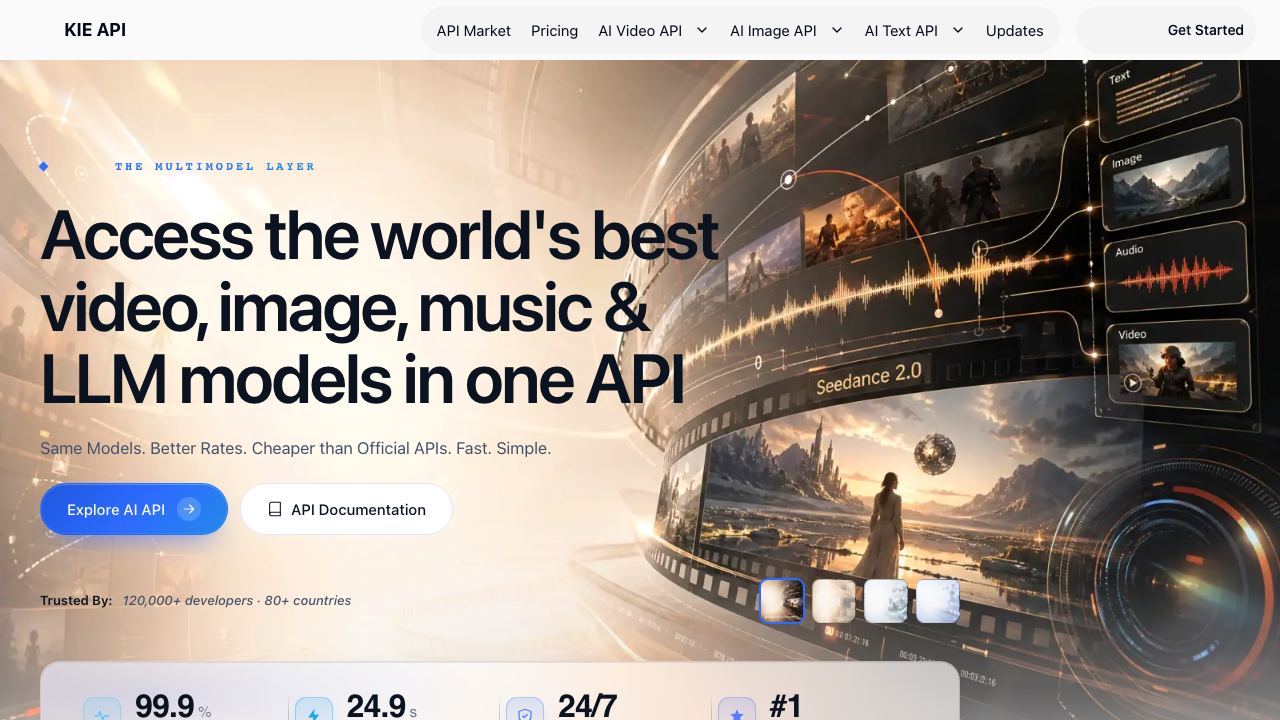 Kie.ai: Affordable & Secure DeepSeek R1 API 网站截图