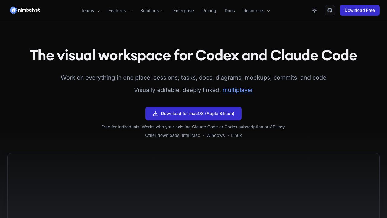 Nimbalyst website screenshot