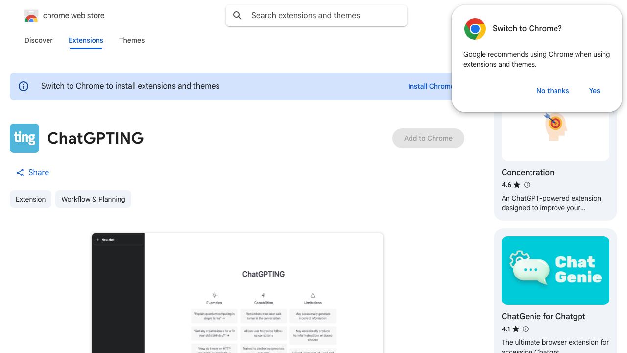 ChatGPTING 网站截图
