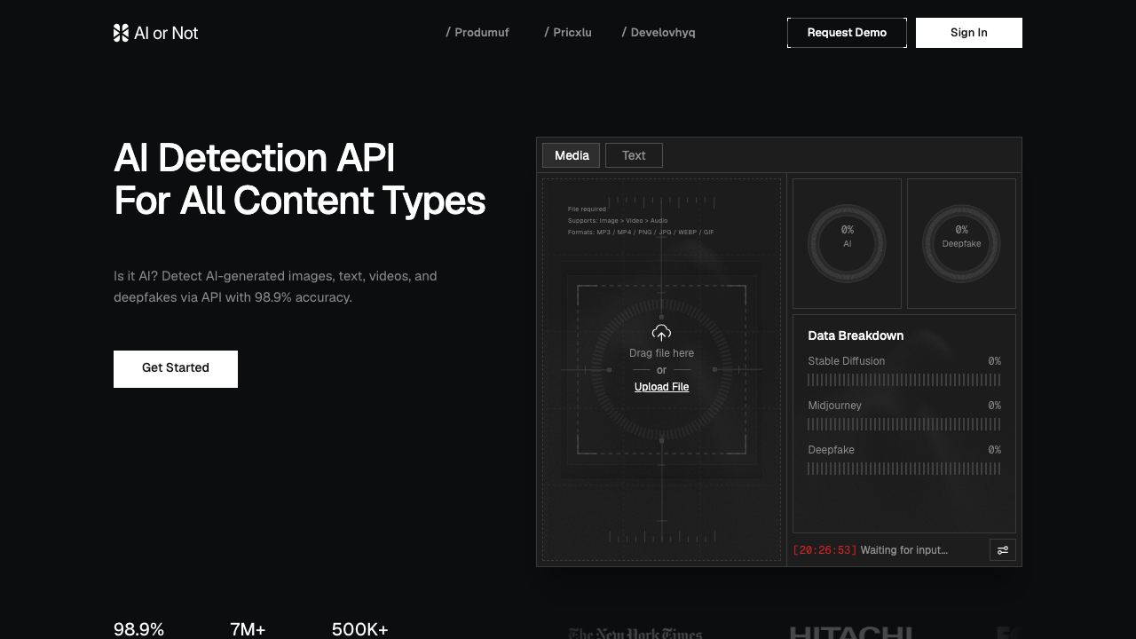 AI or Not website screenshot