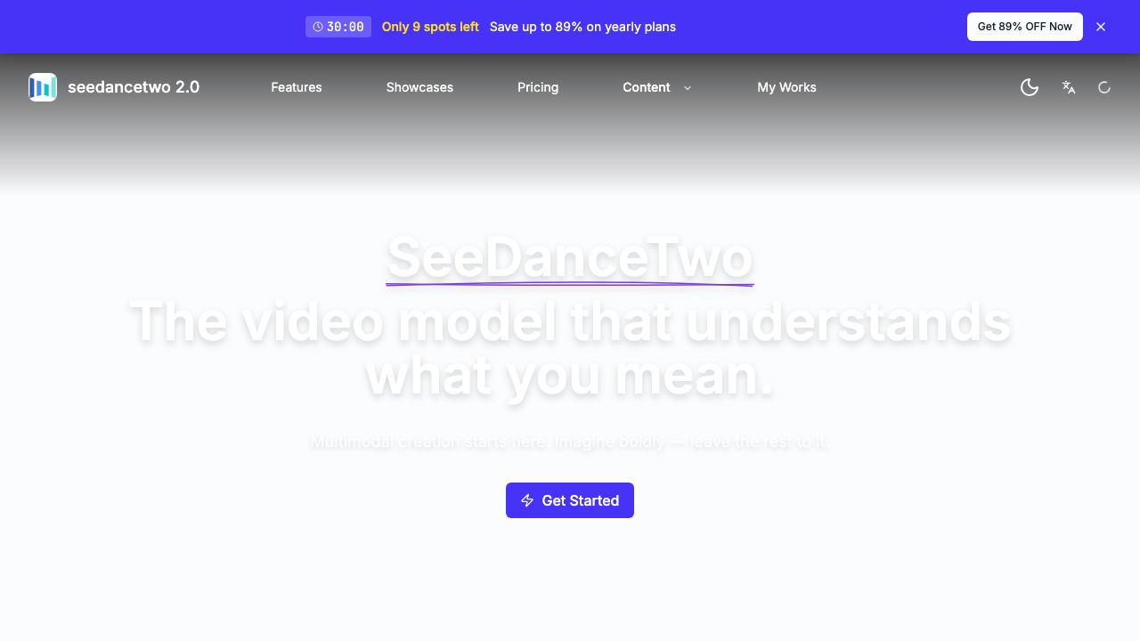 seedancetwo2.0 网站截图