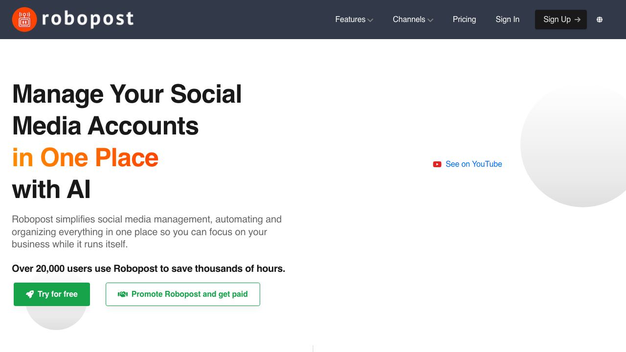 Robopost AI website screenshot