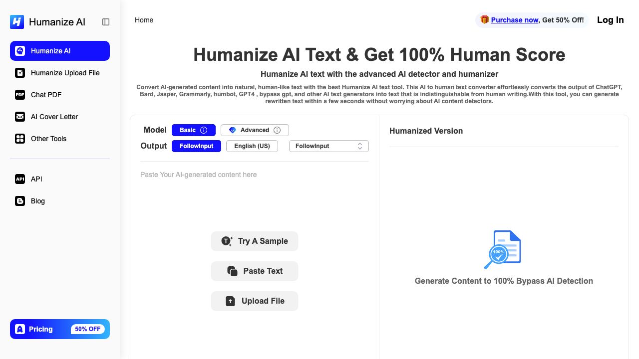 Humanize-AI website screenshot