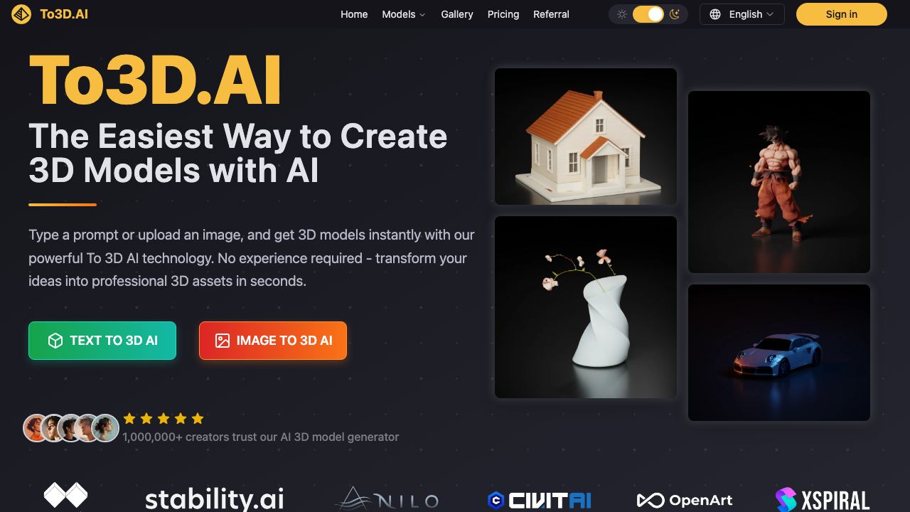 To3D.AI 网站截图