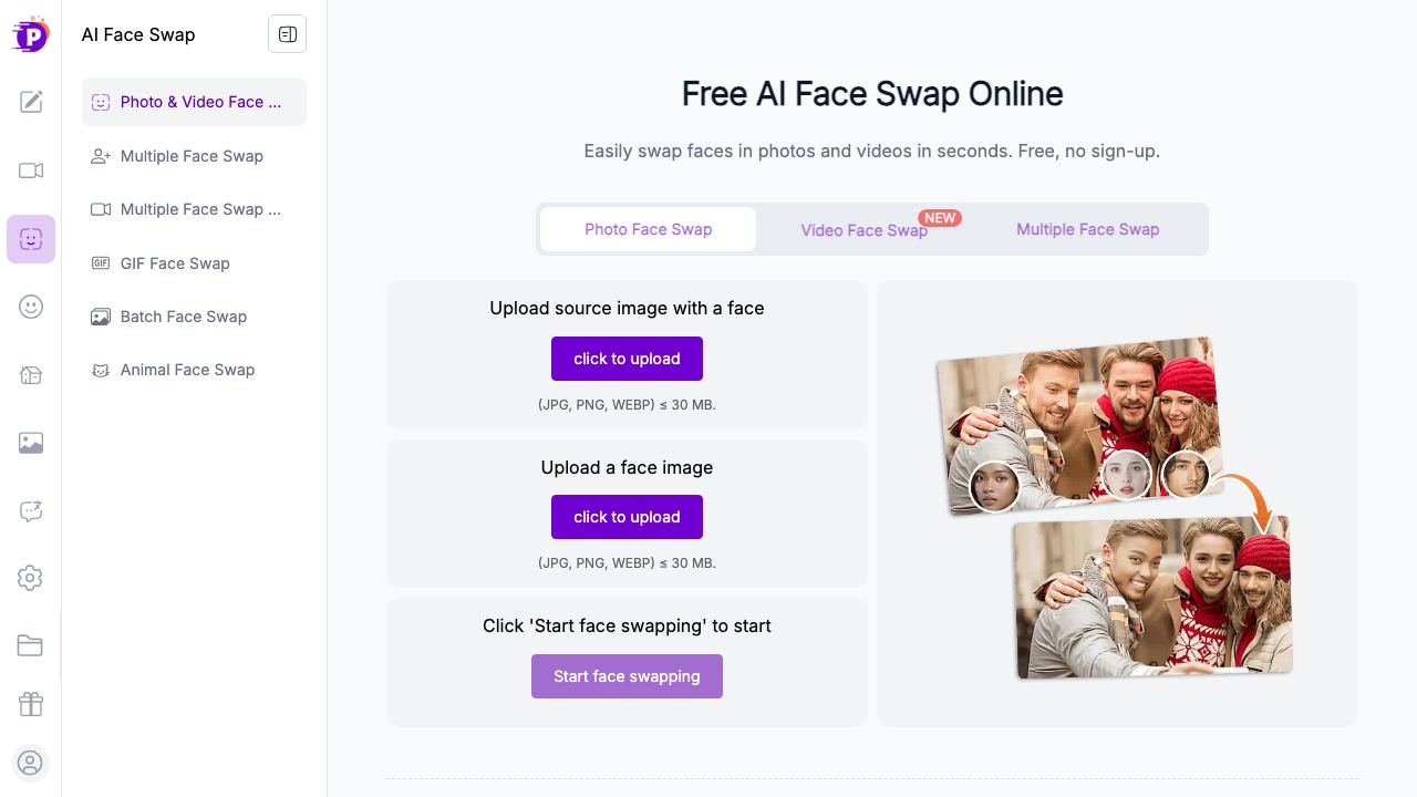 PixNova Face Swap 网站截图