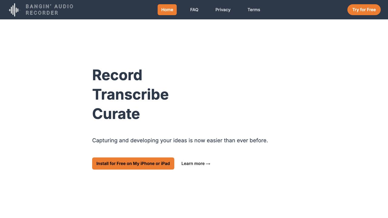 Bangin' Audio Recorder 网站截图