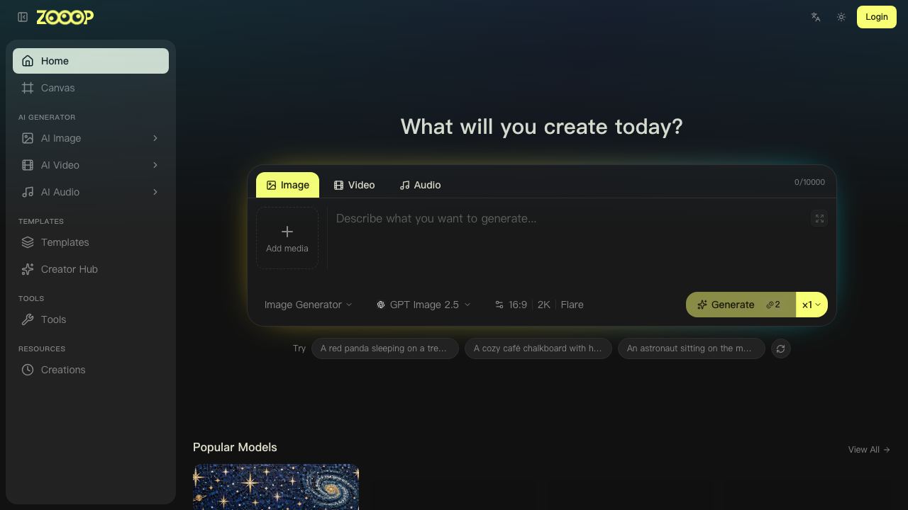 ZOOOP AI 网站截图