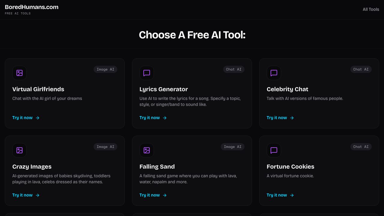 Boredhumans website screenshot