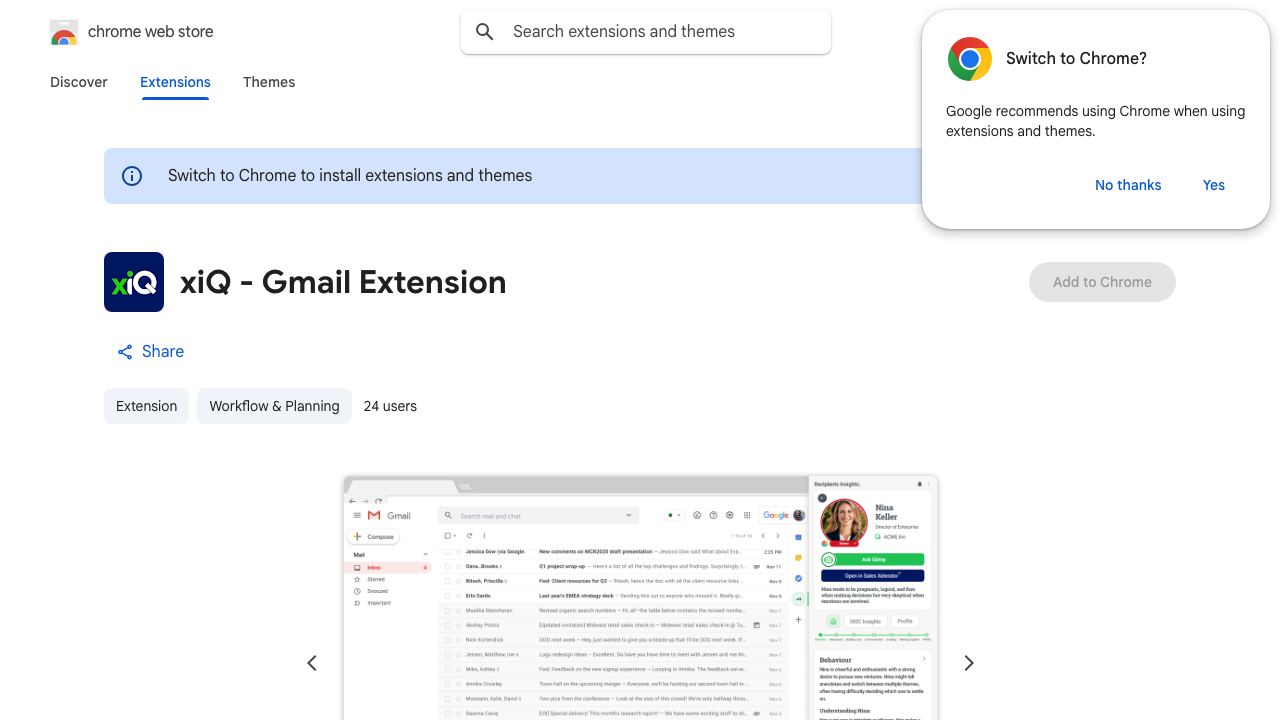 xiQ - Gmail Extension 网站截图