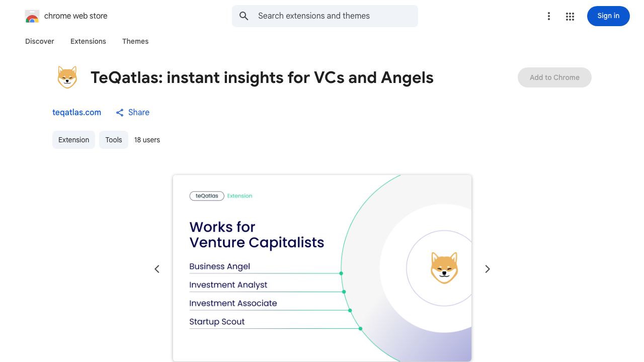 TeQatlas: instant insights for VCs and Angels website screenshot
