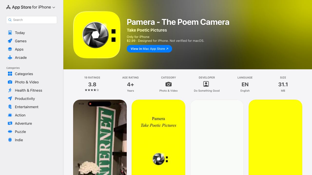 Pamera - The Poem Camera 网站截图