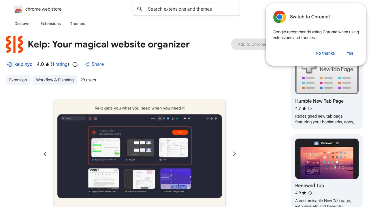Kelp: Your magical website organizer 网站截图