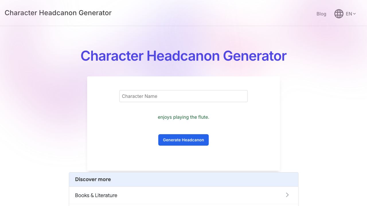 Headcanon Generator 网站截图