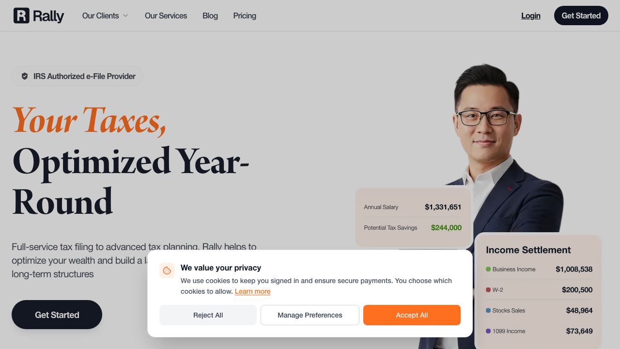 Rally Tax website screenshot