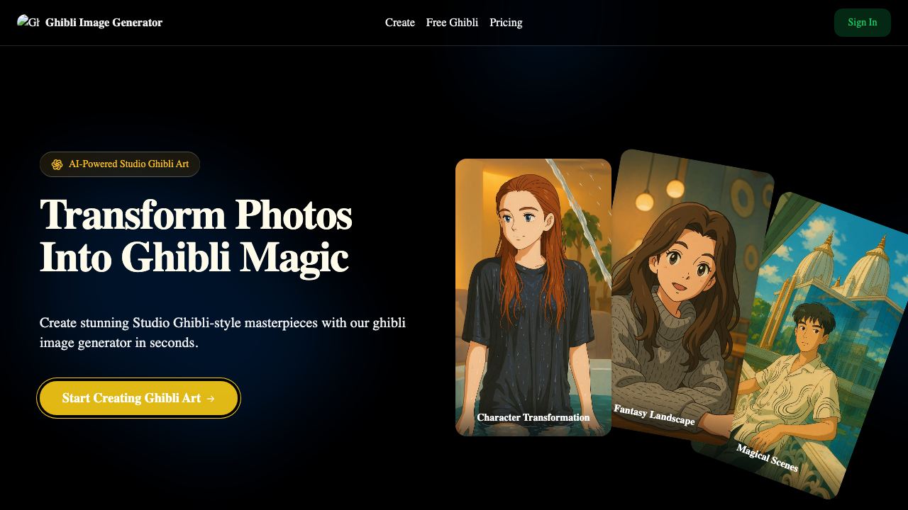 Ghibli Image Generator 网站截图
