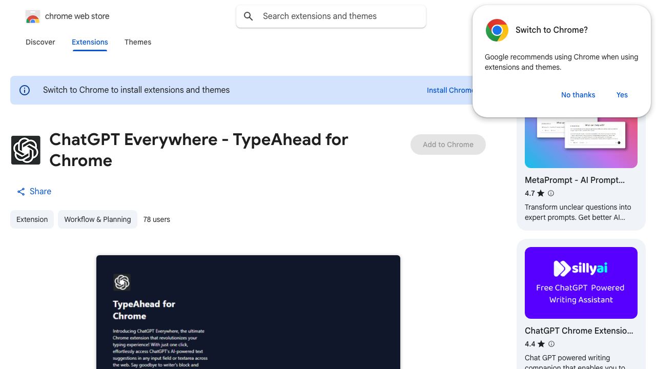 ChatGPT Everywhere - TypeAhead for Chrome 网站截图