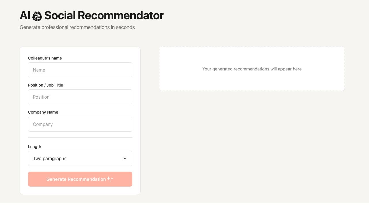 AI Social Recommendator 网站截图