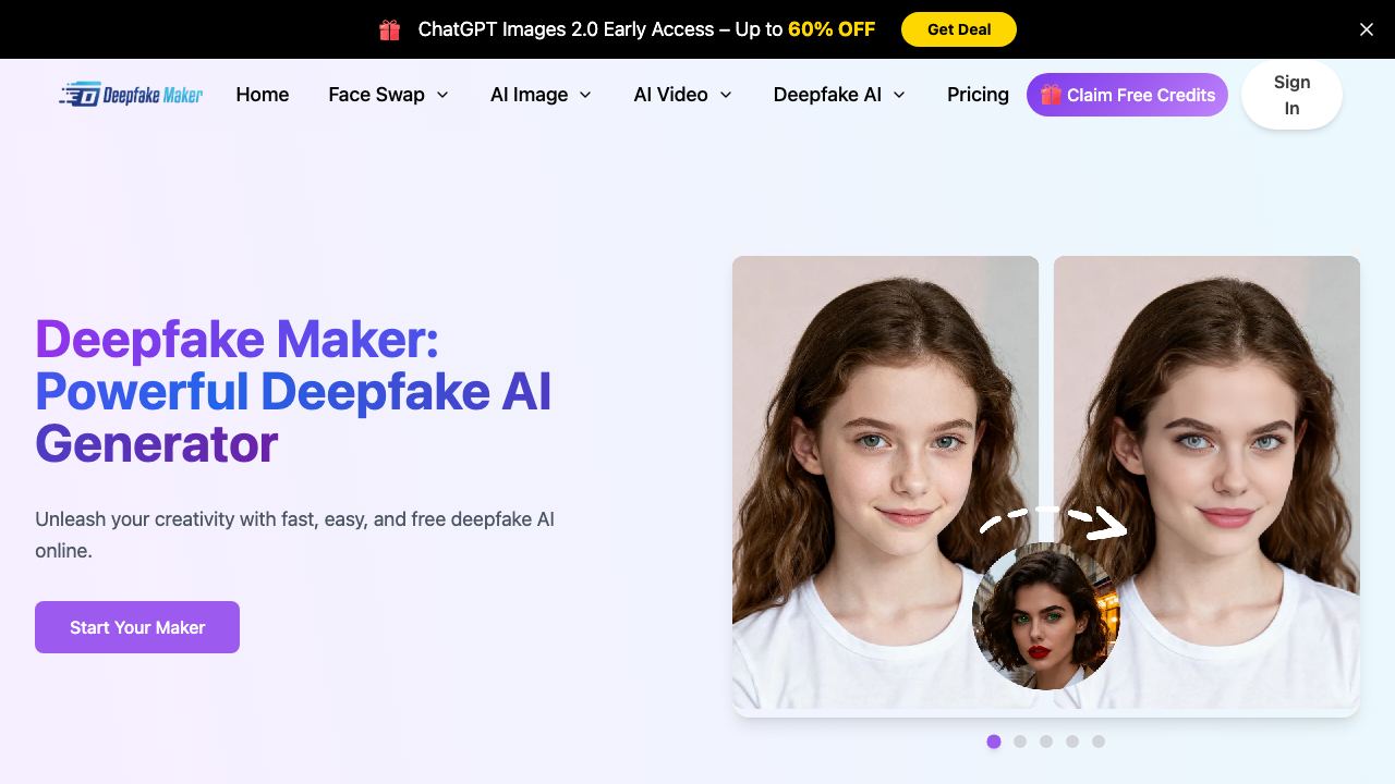 Free AI Deepfake Maker 网站截图