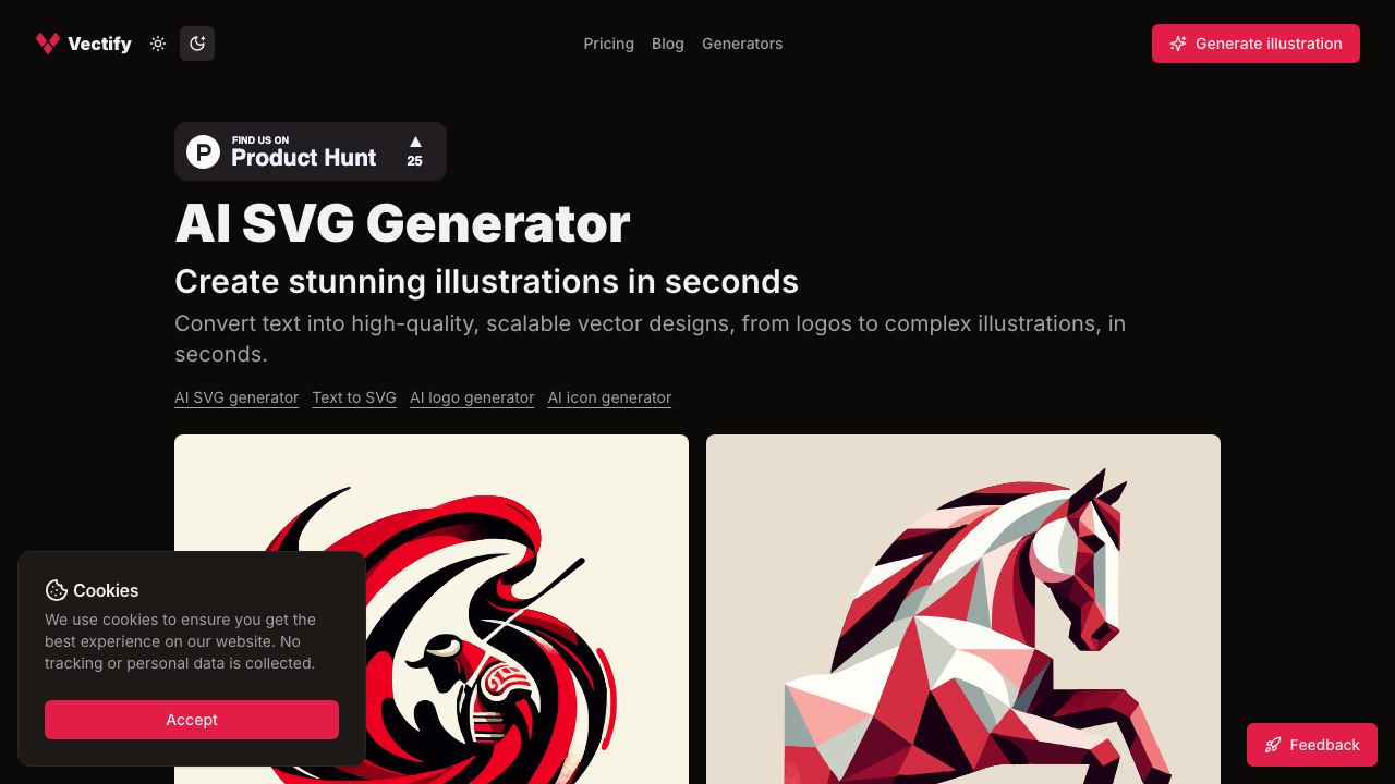 Vectify- AI-Powered SVG Art 网站截图