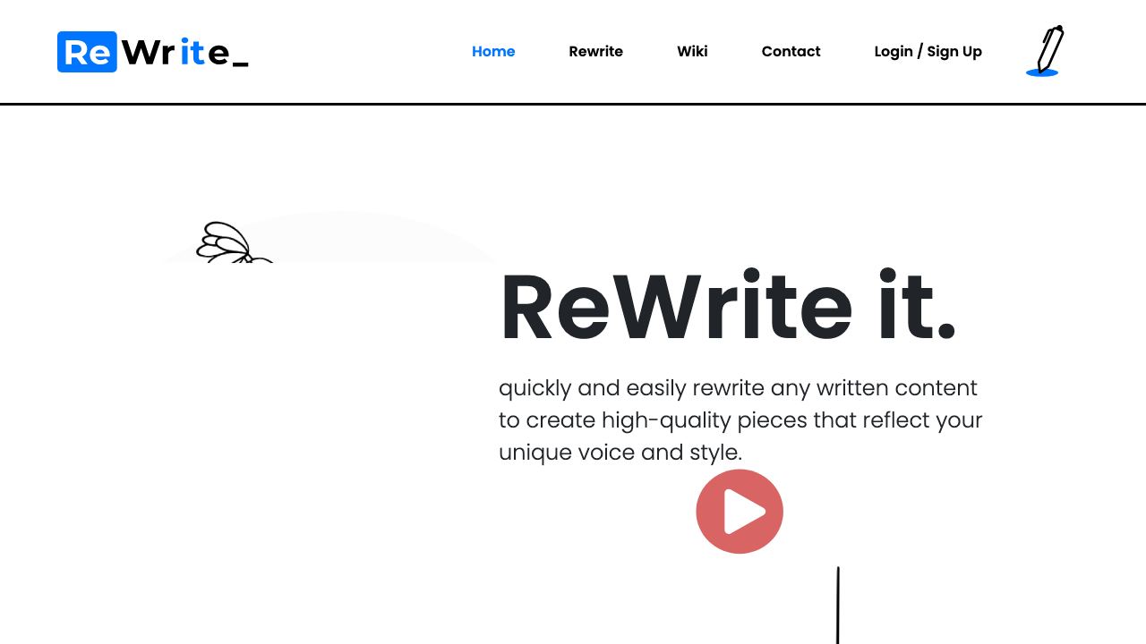 ReWriteIt AI website screenshot