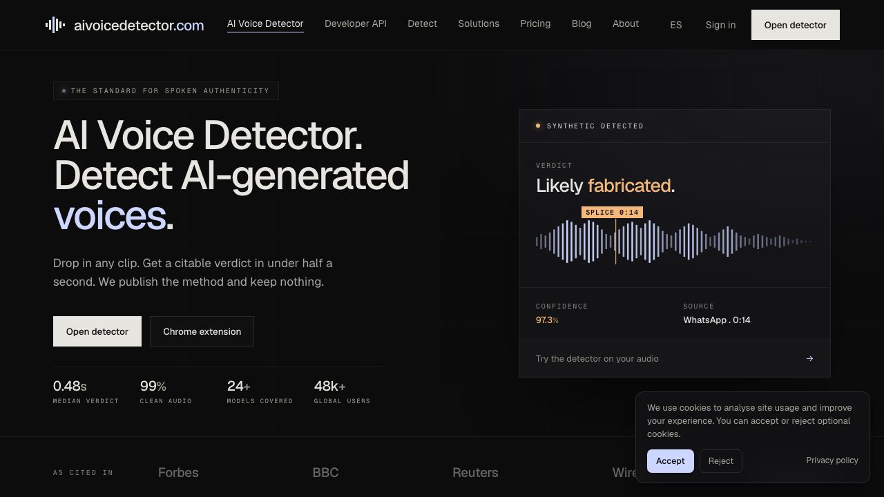 AI Voice Detector 网站截图