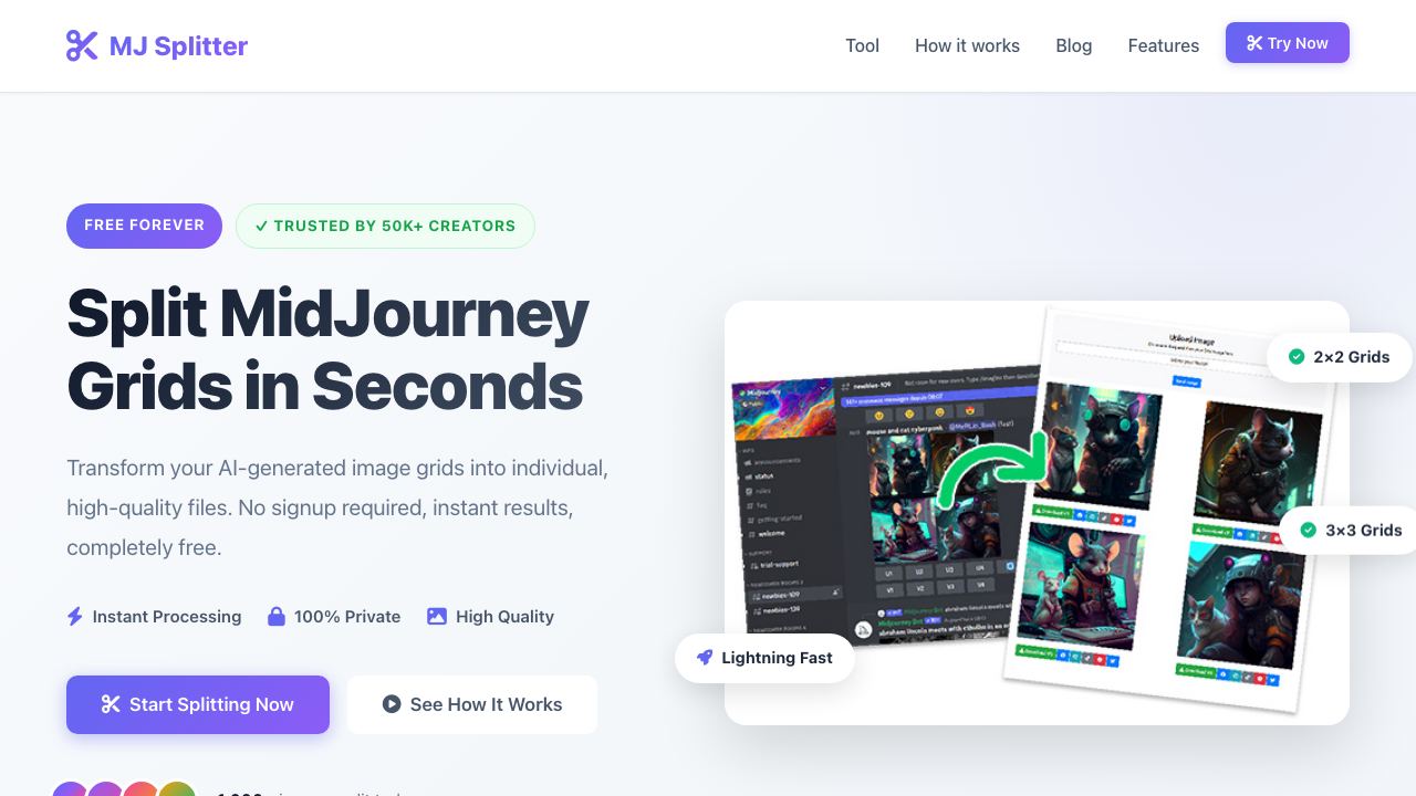 Midjourney Grid Splitter 网站截图