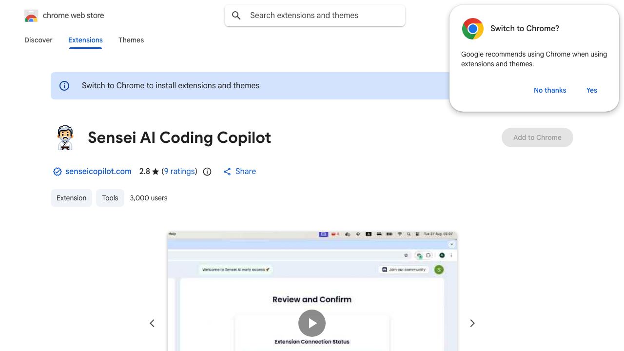 Sensei AI Coding Copilot 网站截图