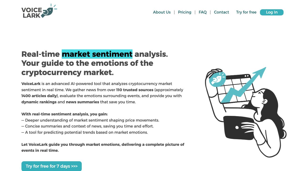 VoiceLark | Crypto news aggregator 网站截图