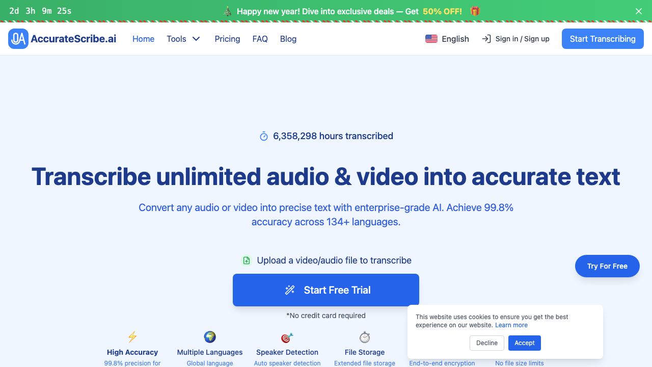 AccurateScribe.ai 网站截图