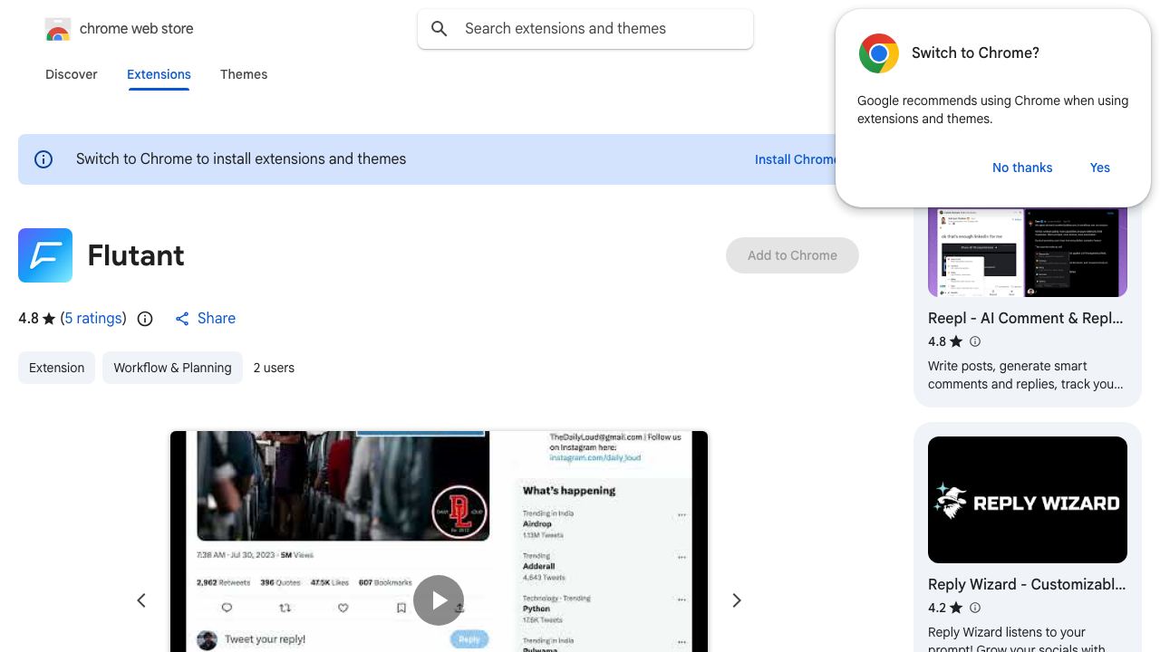 Flutant website screenshot