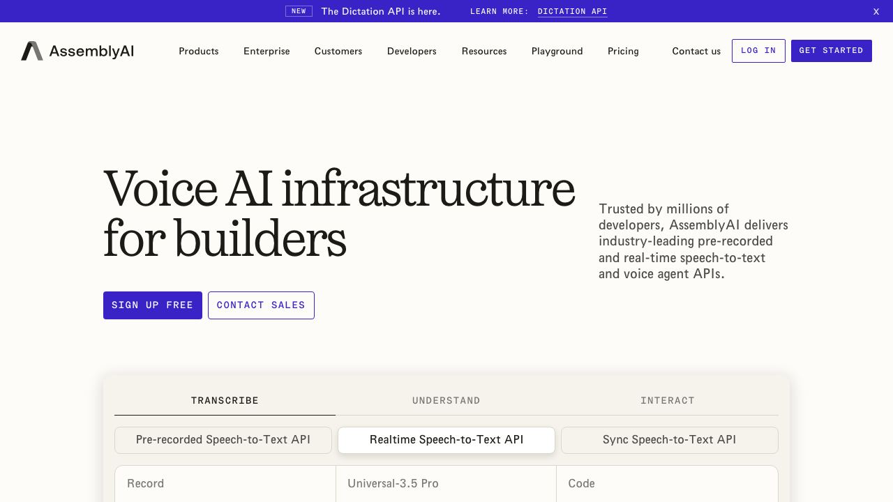 AssemblyAI website screenshot