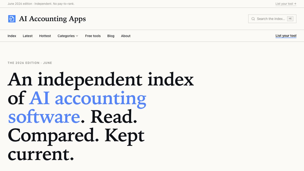 AI Accounting Apps website screenshot