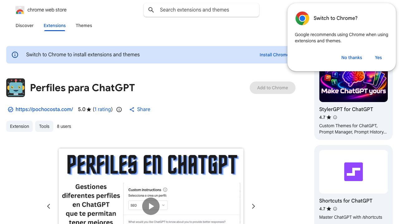 Perfiles para ChatGPT 网站截图