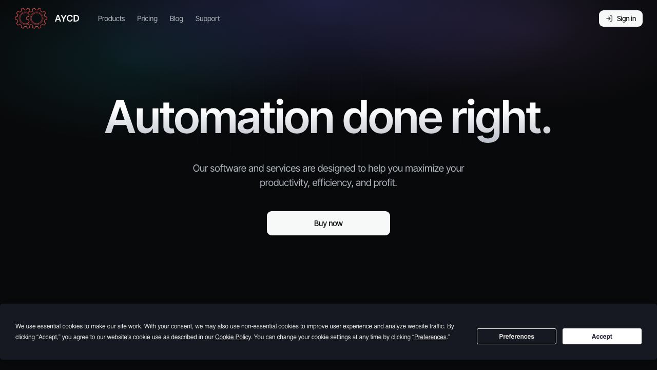 AYCD website screenshot