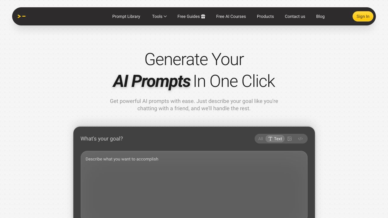 AI Prompt Generator by God of Prompt website screenshot