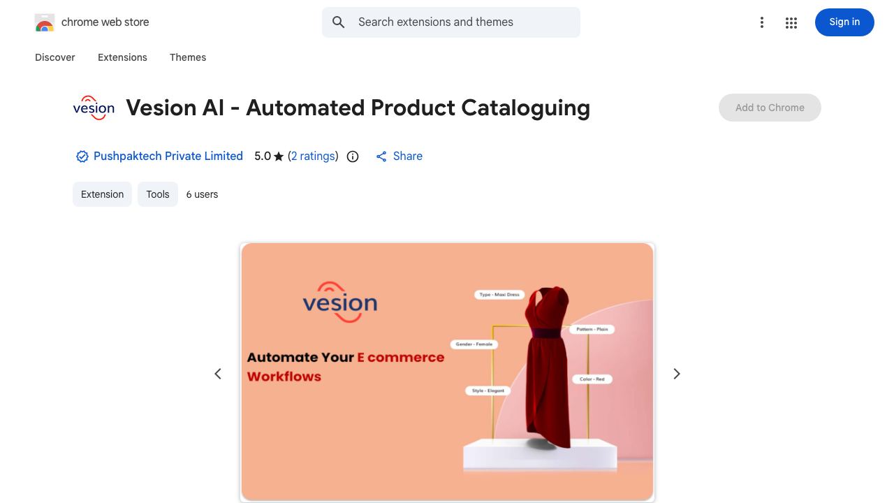 Vesion AI - Automated Product Cataloguing 网站截图