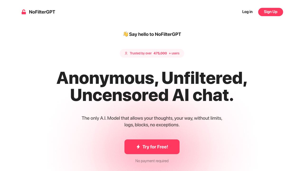 NoFilterGpt.com 网站截图