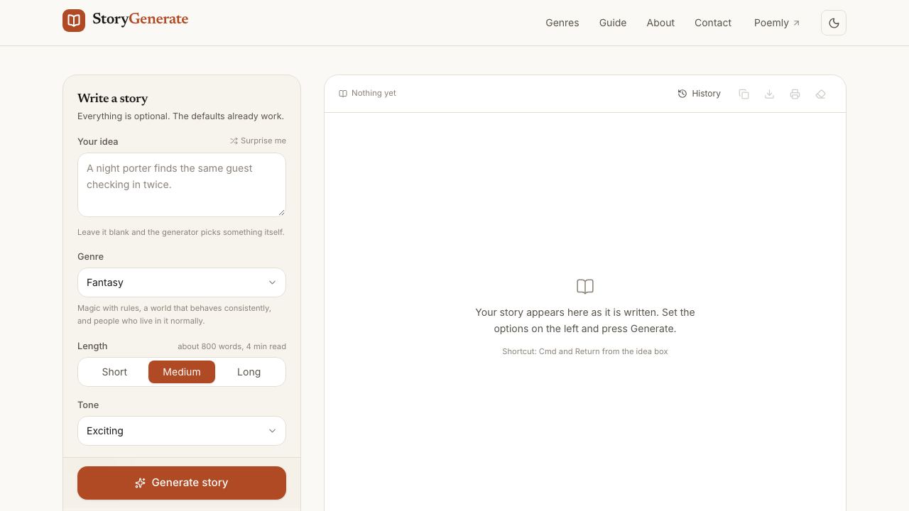 AI Story Generator 网站截图