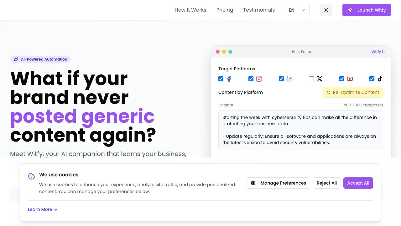 Witfy website screenshot