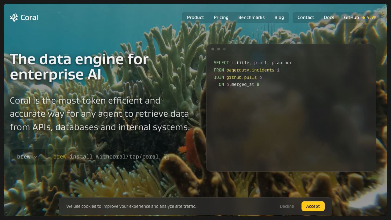Coral website screenshot