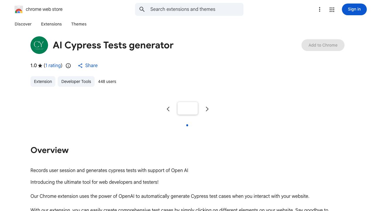 AI Cypress Tests generator 网站截图
