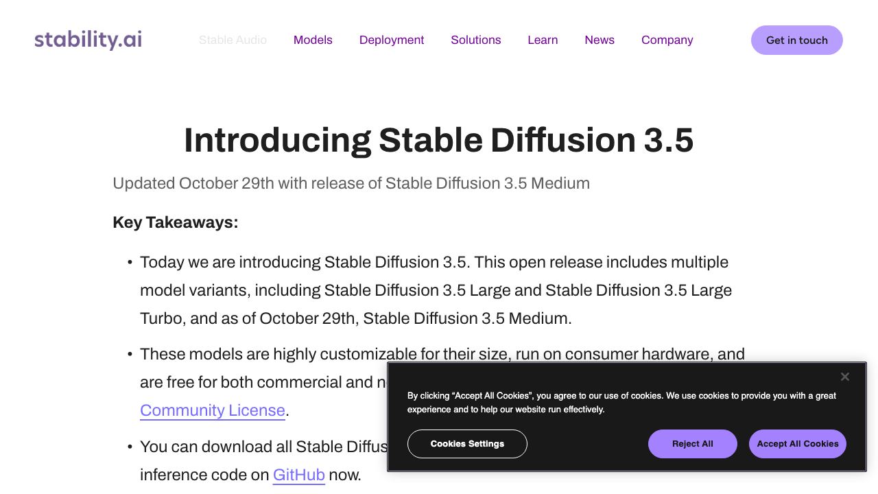 Stable Diffusion website screenshot